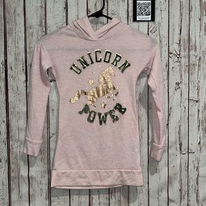 𝅺ONE Step Up Unicorn Hoodie Sweater Girls size Small 7/8 Pink with Unicorn